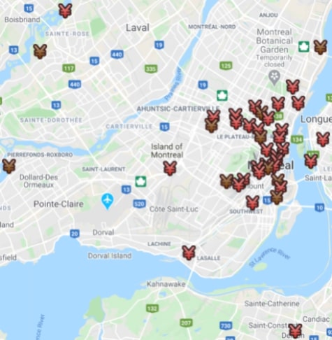 Graph of Rogers 5G sites in Montreal