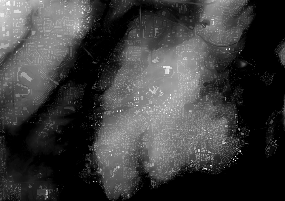 Image of 2m LIDAR DSM from 2009 of Kingston, Ontario, Canada