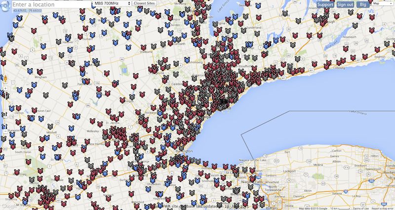 MBS 700MHz coverage in Southern Ontario