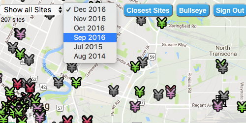 Historical view showing the many months available to see on Canada Cellular Services