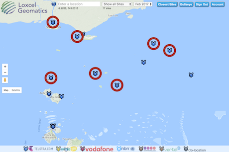 Map of coverage in the northern tip of Australia for February