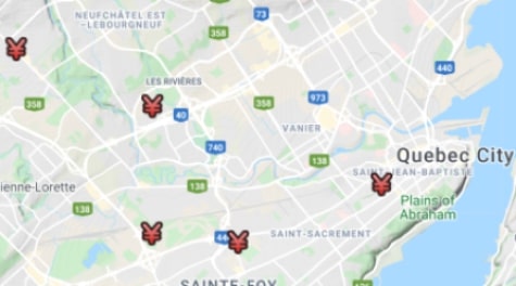 Graph of Rogers 5G sites in Quebec City