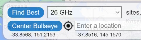 26 GHz filter that shows all 5G millimeter wave sites in Australia